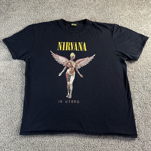 Nirvana In Utero Shirt Mens Large Black Band Tee 2021 Angel Graphic Grunge Rock - Picture 2 of 12
